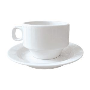 Taza con plato de café: Plato BLANCO Ø 8.50 cm taza Ø 5.00 cm.